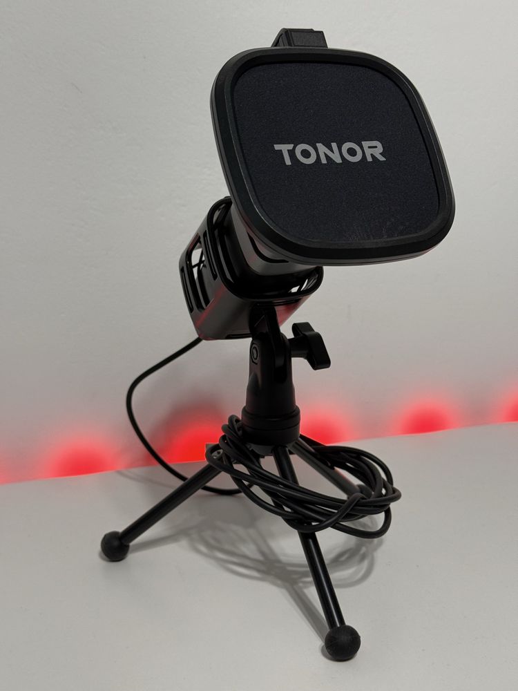 Mikrofon pojemnościowy Tonor USB C, stojak, osłona filtr