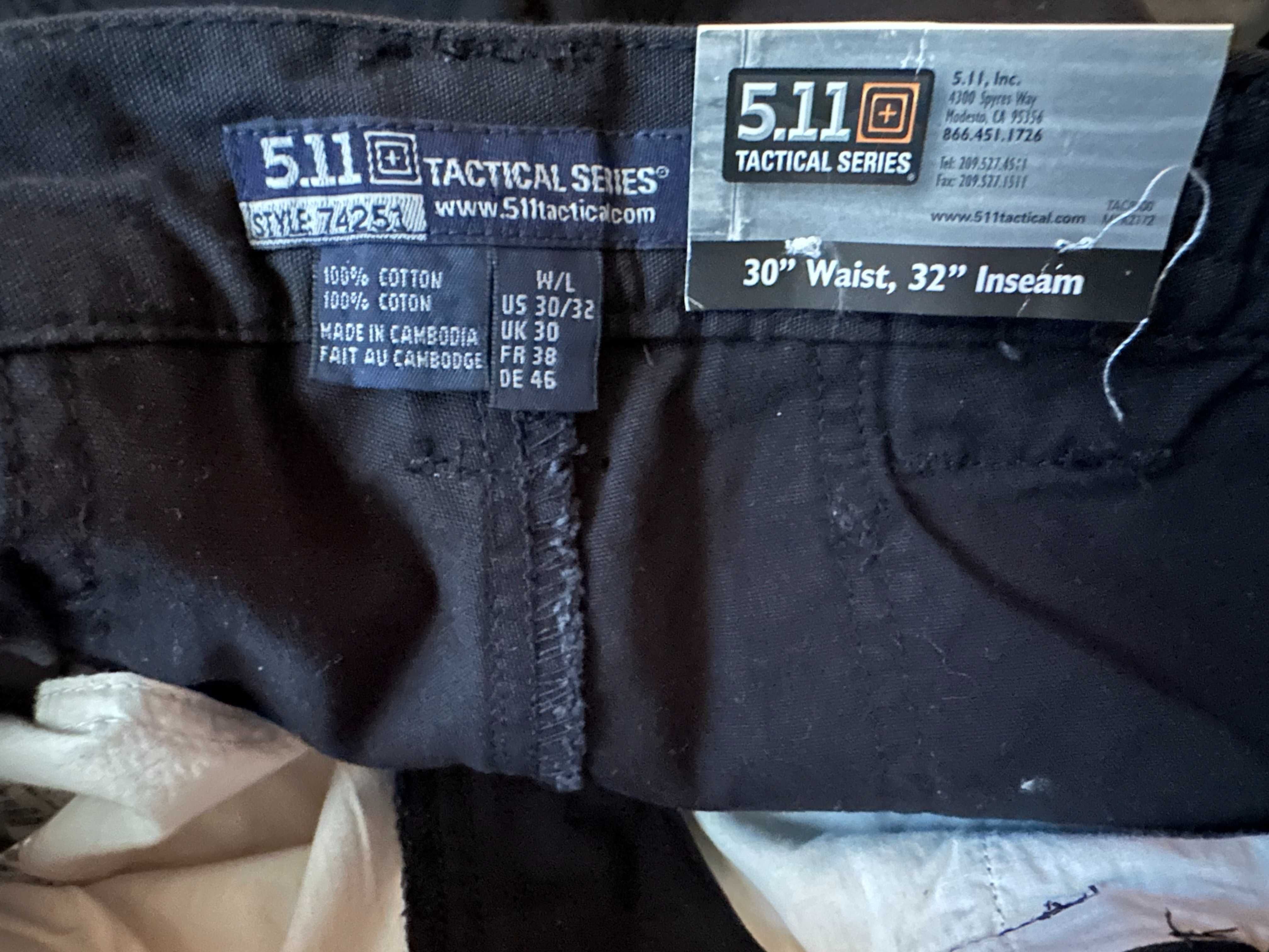 5.11 Spodnie Taktyczne. Tactical Pant. Nowe. W30/L32. Black.