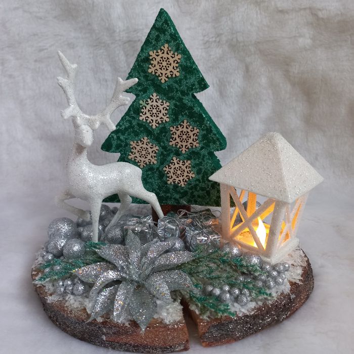 Dekoracja, stroik świąteczny, latarenka LED