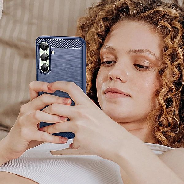 Etui silikonowe Carbon Case do Samsung Galaxy S24 FE - niebieskie