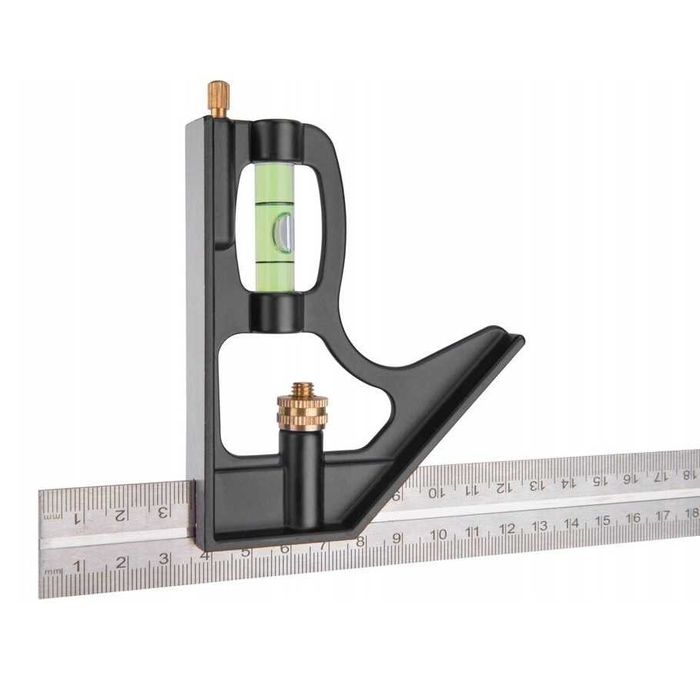 Kątownik stolarski z poziomicą 300 mm budowlany warsztatowy stalowy