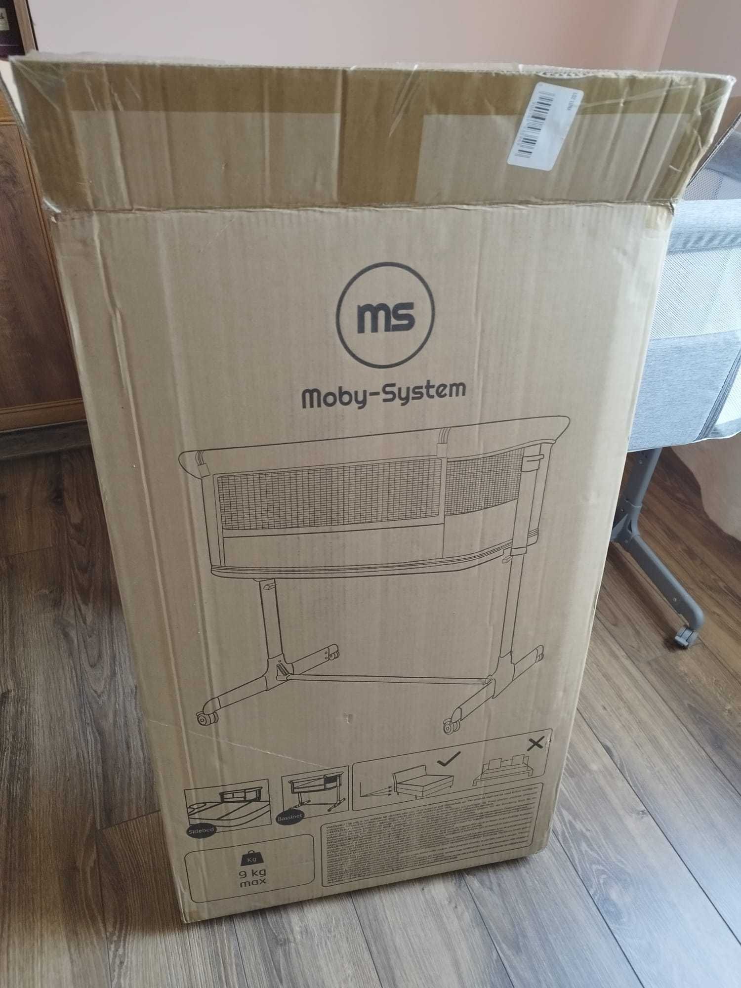 Łóżeczko dostawne z materacem Moby-System LUNA 3w1 - szare JAK NOWE