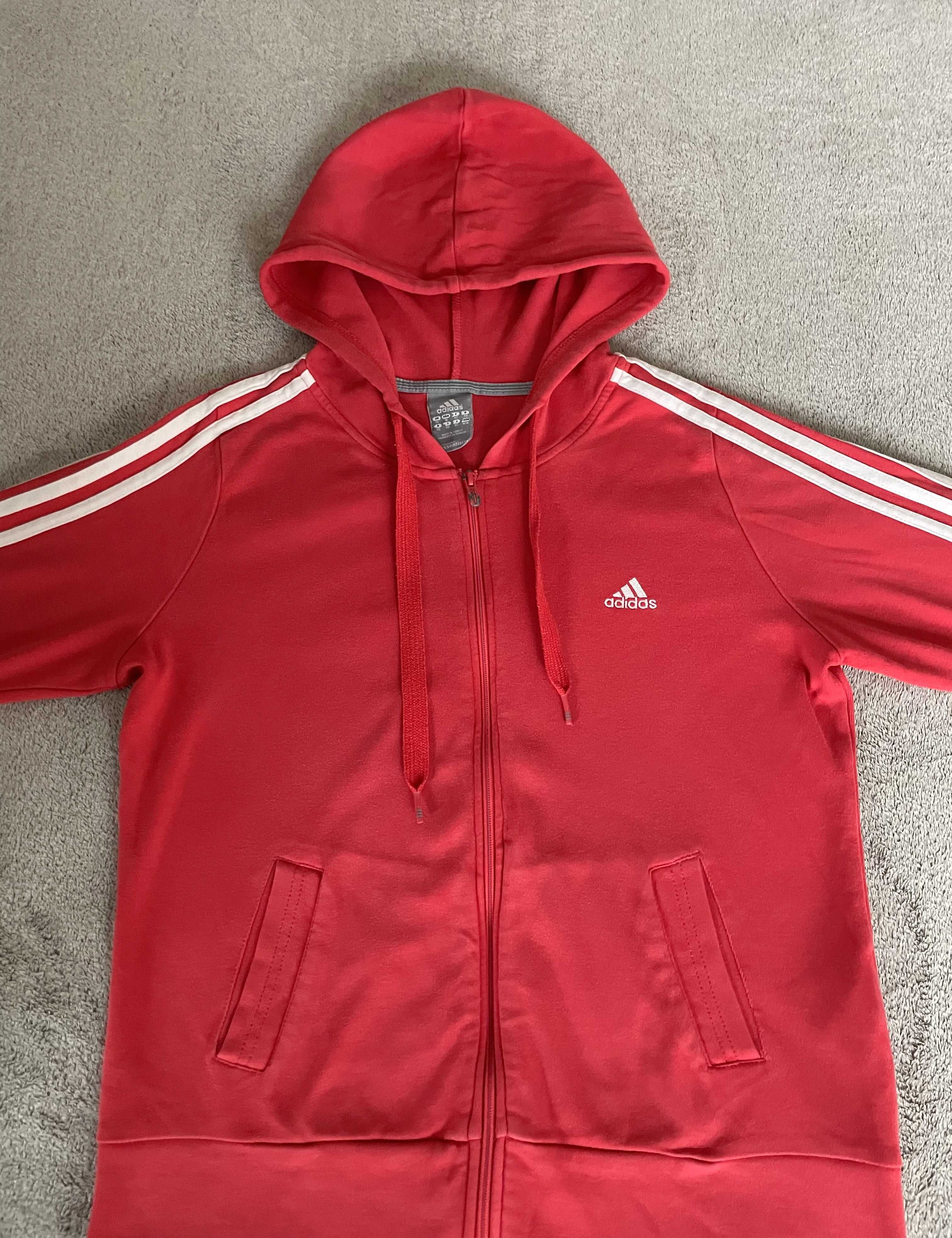 Bluza z kapturem na zamek czerwona Adidas rozmiar M (38)