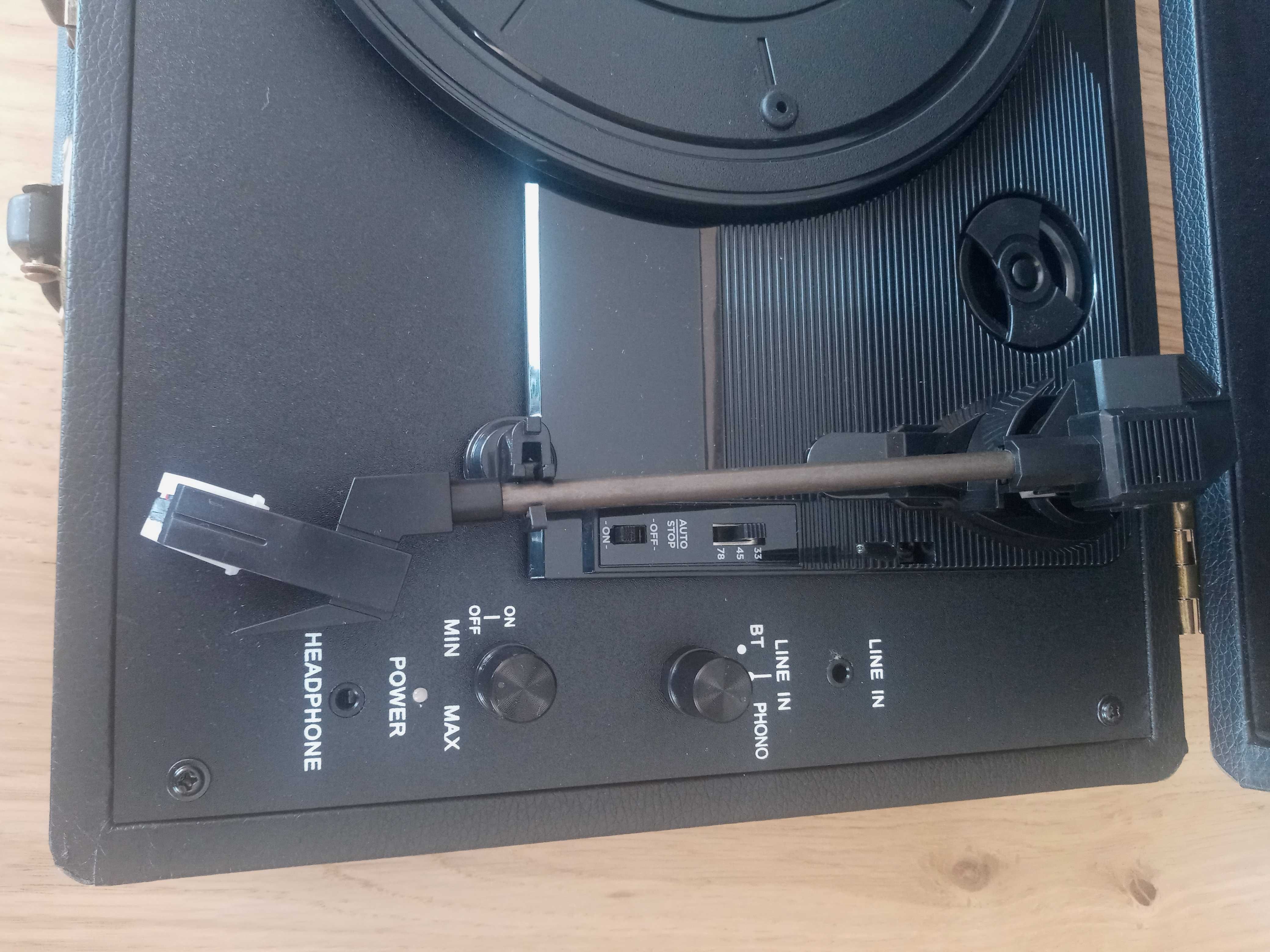 Gramofon winylowy Bluetooth 3-biegowy przenośny retro walizka