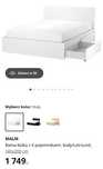 Łóżko 140x200 z pojemnikami ikea malm gratis materac twardy