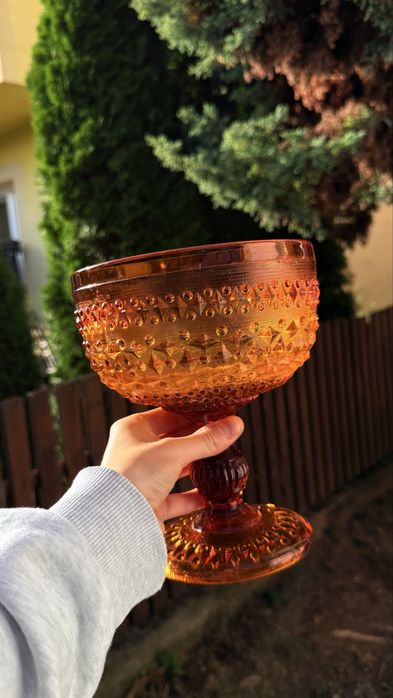 Stara barwna cukiernica ząbkowice owocarka Romby i guziki prl