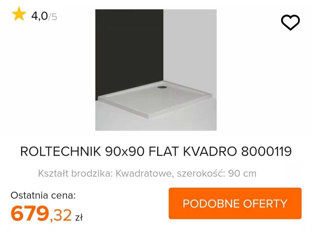 Nowy brodzik Roltech 90x90