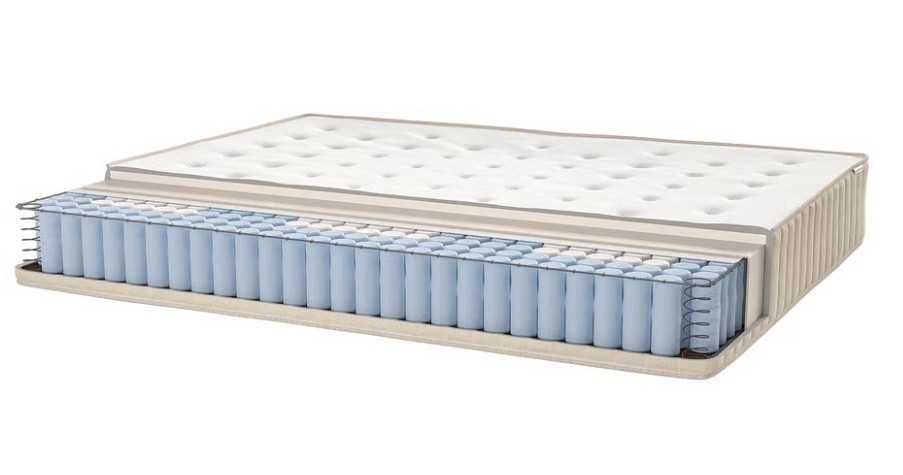 Łóżko metalowe, materac IKEA VATNESTRÖM