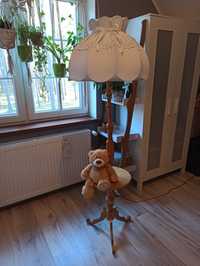 Lampa podłogowa PRL abazur stojąca vintage retro półeczka klosz