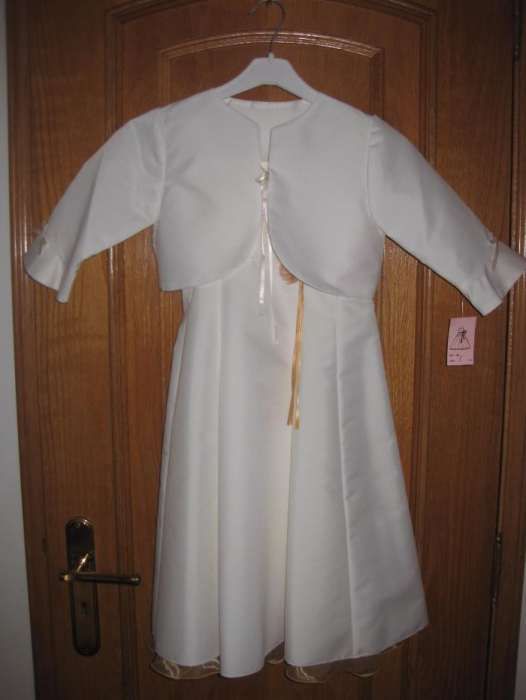 Vestido, jaqueta e écharpe Comunhão/Cerimonia - tam 8/9 - Novo