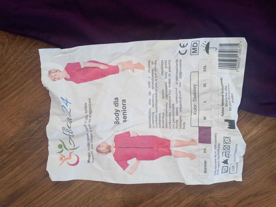 Kombinezon geriatryczny śpiochy body dla dorosłych rozm S/M