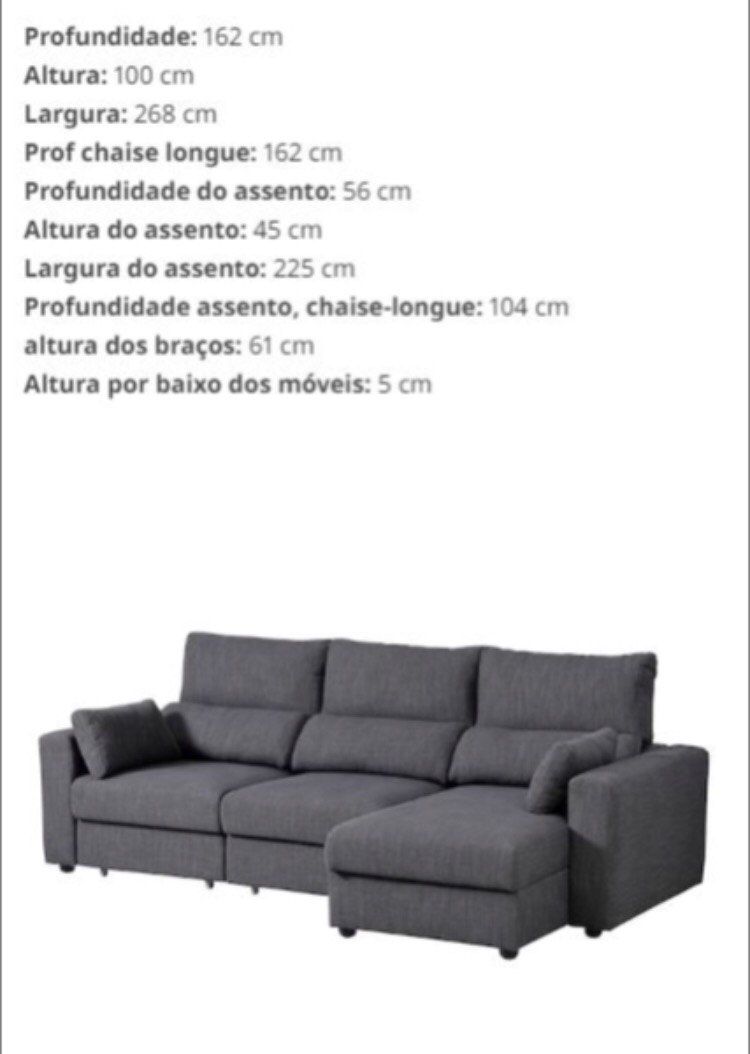 Sofá 3 lugares - Cinza
