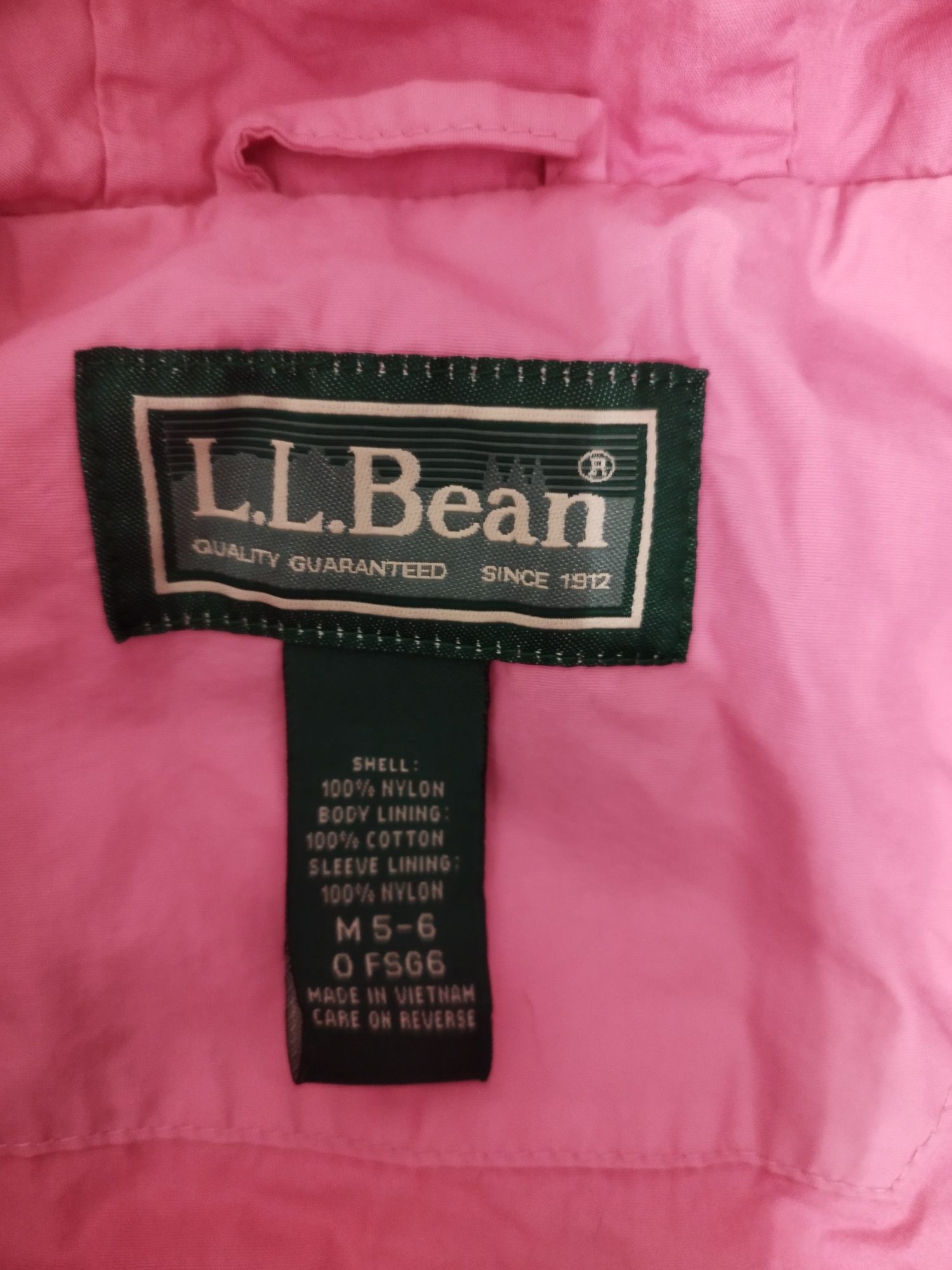 Cienka różowa kurtka z kapturem 110/116cm LL Bean 5-6lat