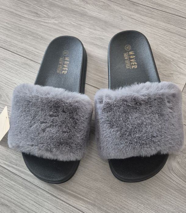 Klapki z futerkiem roz 40