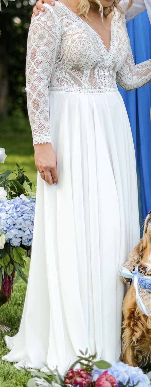 Suknia ślubna Boho ecru koronka