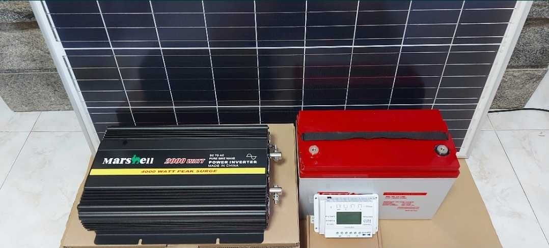 Painel solar onda pura 4000w c/bateria de gel 12v 100amp