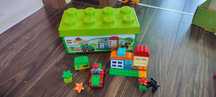 Oryginalne klocki Duplo domek ogródek autko pies pudełko pojemnik Lego