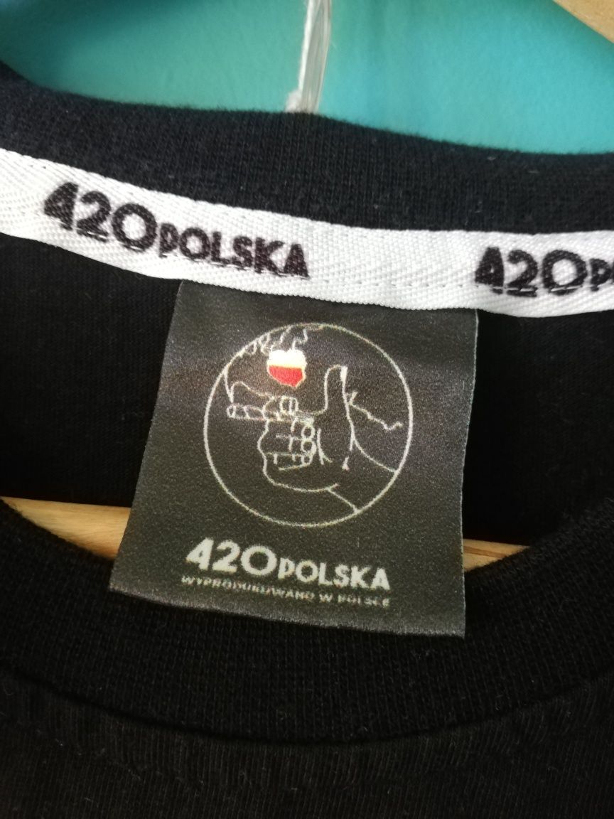 Nowa czarna koszulka 420 POLSKA M bawełna