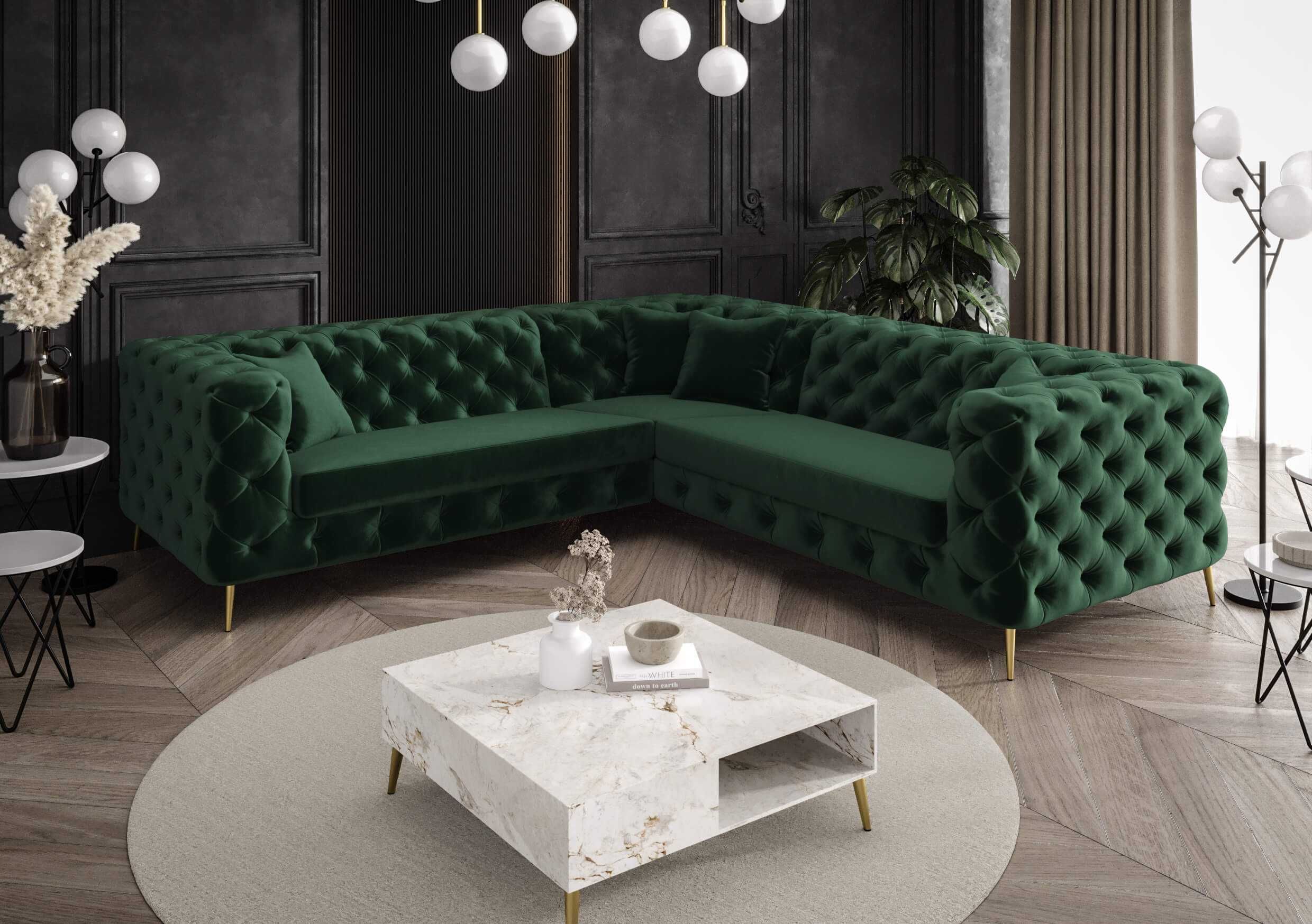 Narożnik Rogówka Boston Chesterfield Pikowany Luksusowy Glamour VeroLu