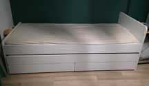 Łóżko podwójne 90×200 cm  białe z szufladami