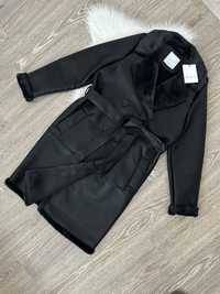 Нова чорна дублянка пальто тедди  S/36, у стилі Zara