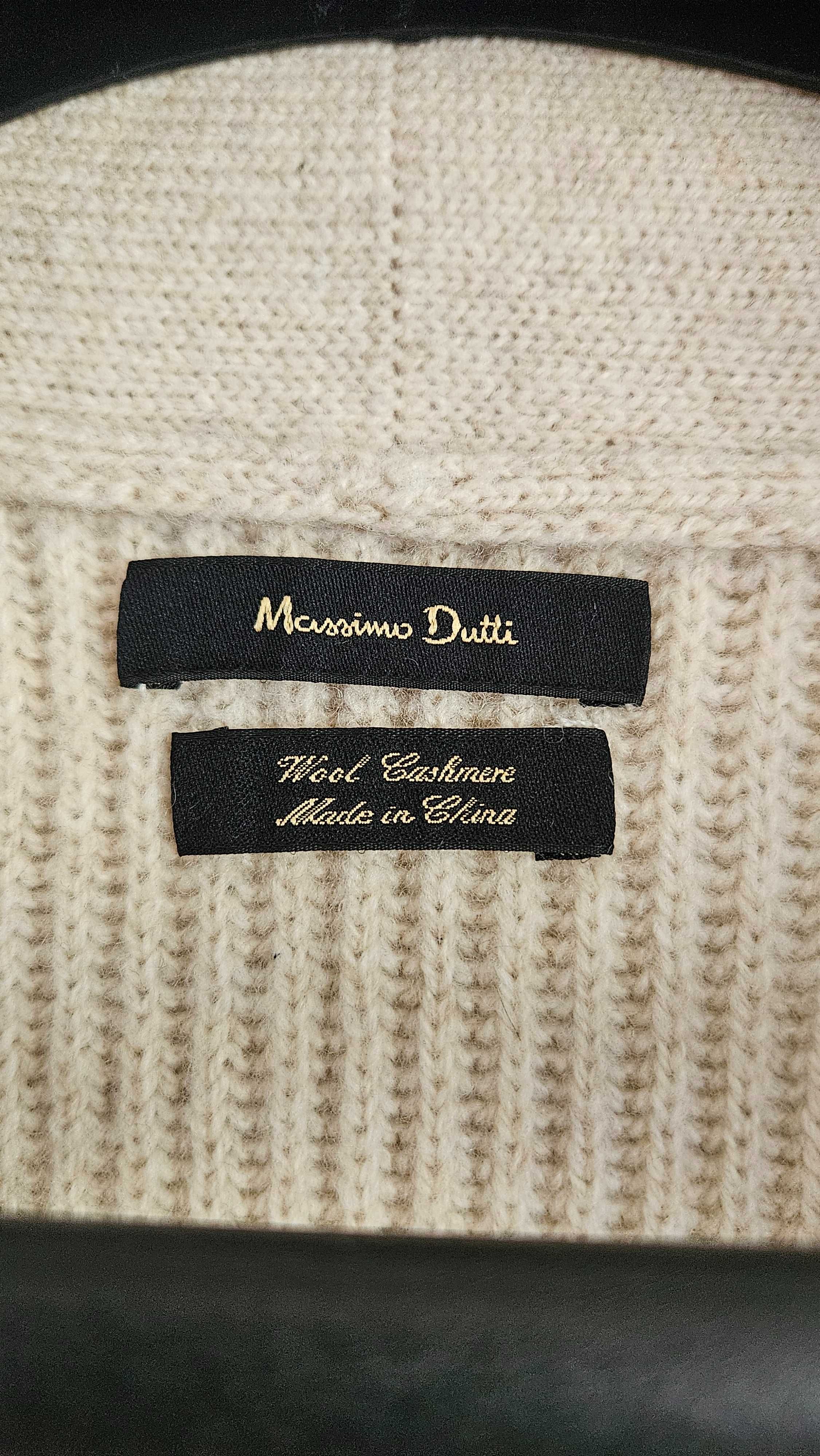 Kardigan beżowy/kremowy Massimo Dutti L, wełna/kaszmir