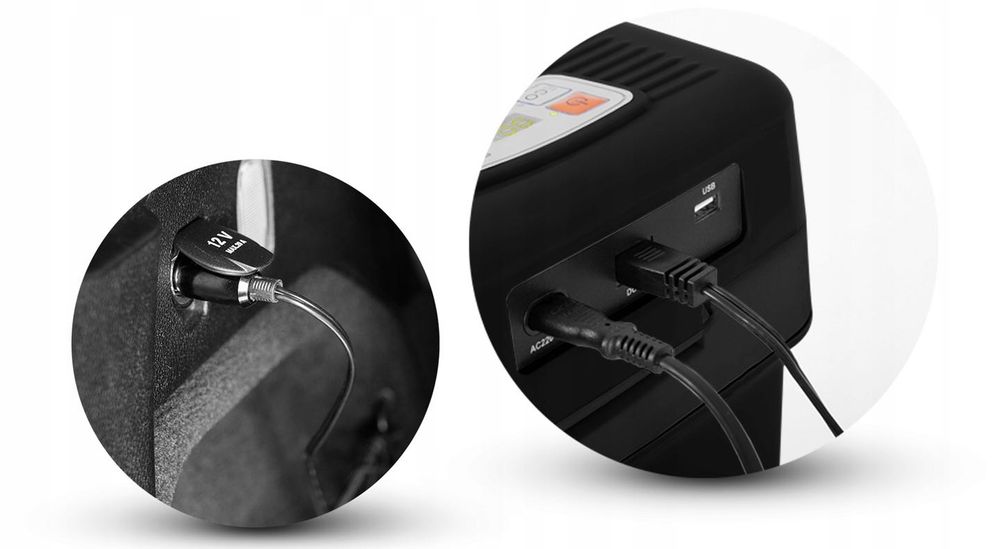 lodówka turystyczna samochodowa 12v/230v usb 29l czarna funk. grzania