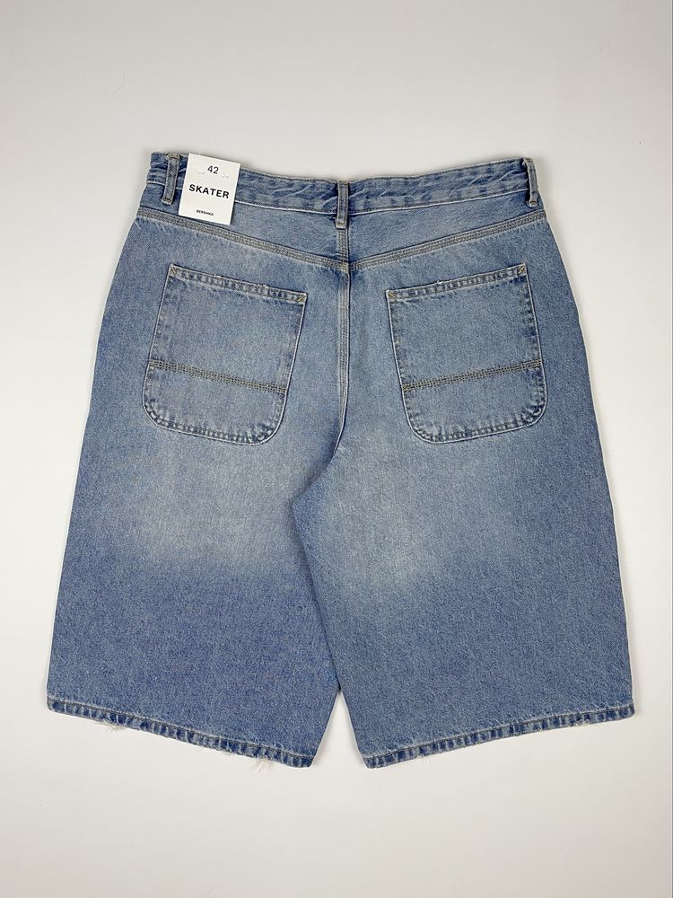 Шорти Bershka Jorts Skater Fit (W30 / W31 / W32) сині широкі чоловічі