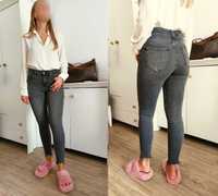 Spodnie jeansy ciemno-szare skinny wysoki stan Zara r. M 38