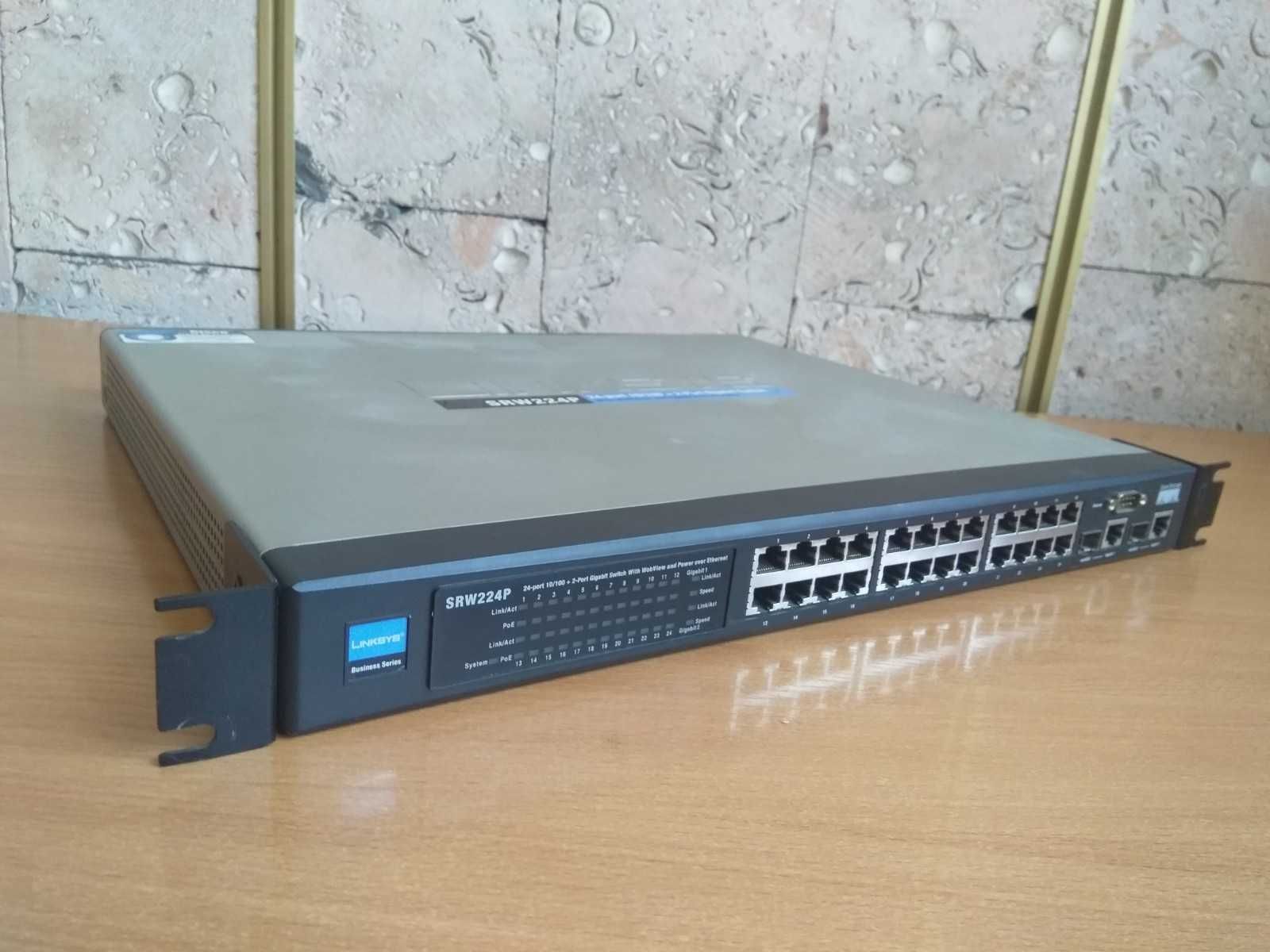 Коммутатор с PoE Cisco LinkSys SRW224P (24x100Mbit/2x1Gbit/2xSFP)