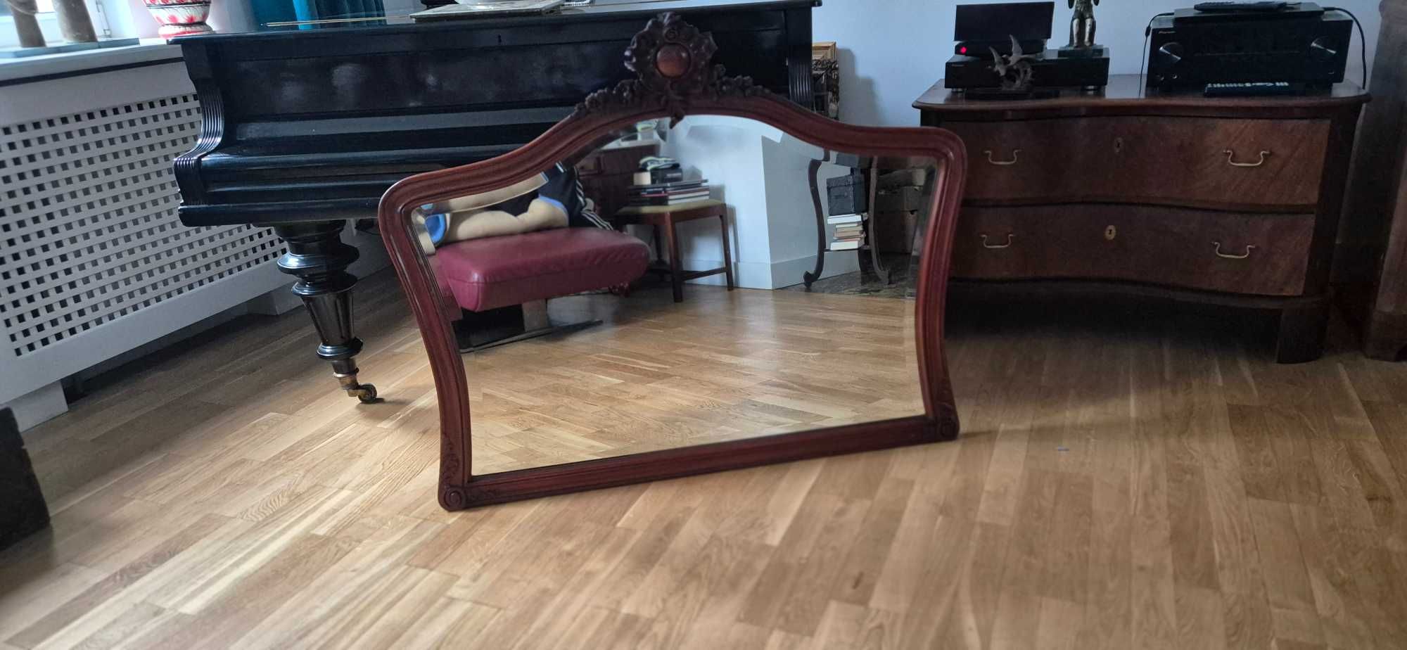 Antyk muzealne lustro Ludwik Filip XIX/XX fazowane szklo unikat design