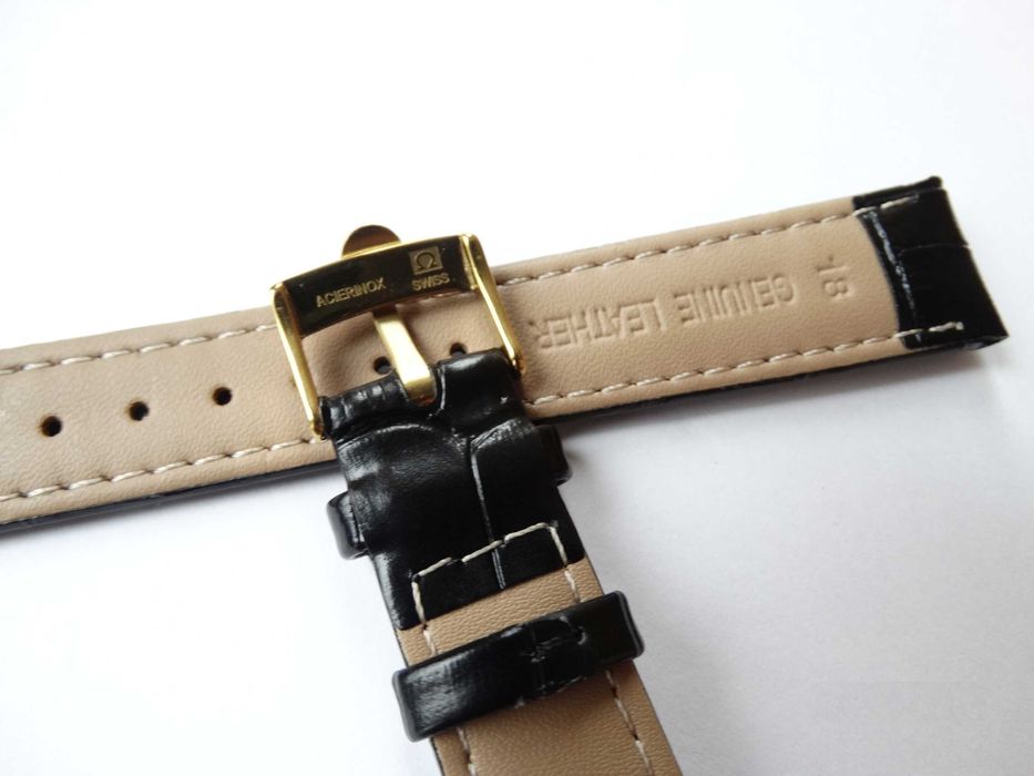 Pasek skórzany do zegarka 18mm 20mm Omega klamra złota srebrna