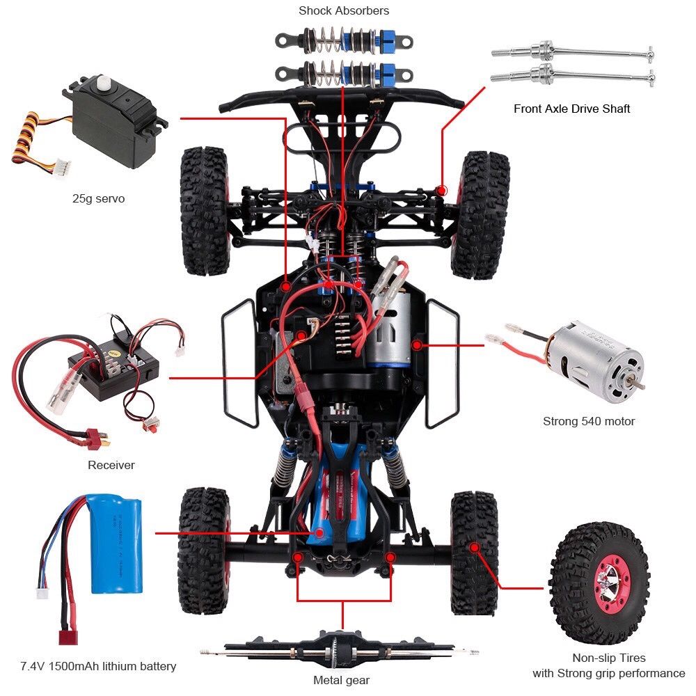 Carro RC 1/12 4WD Wltoys 50km/h - 12423