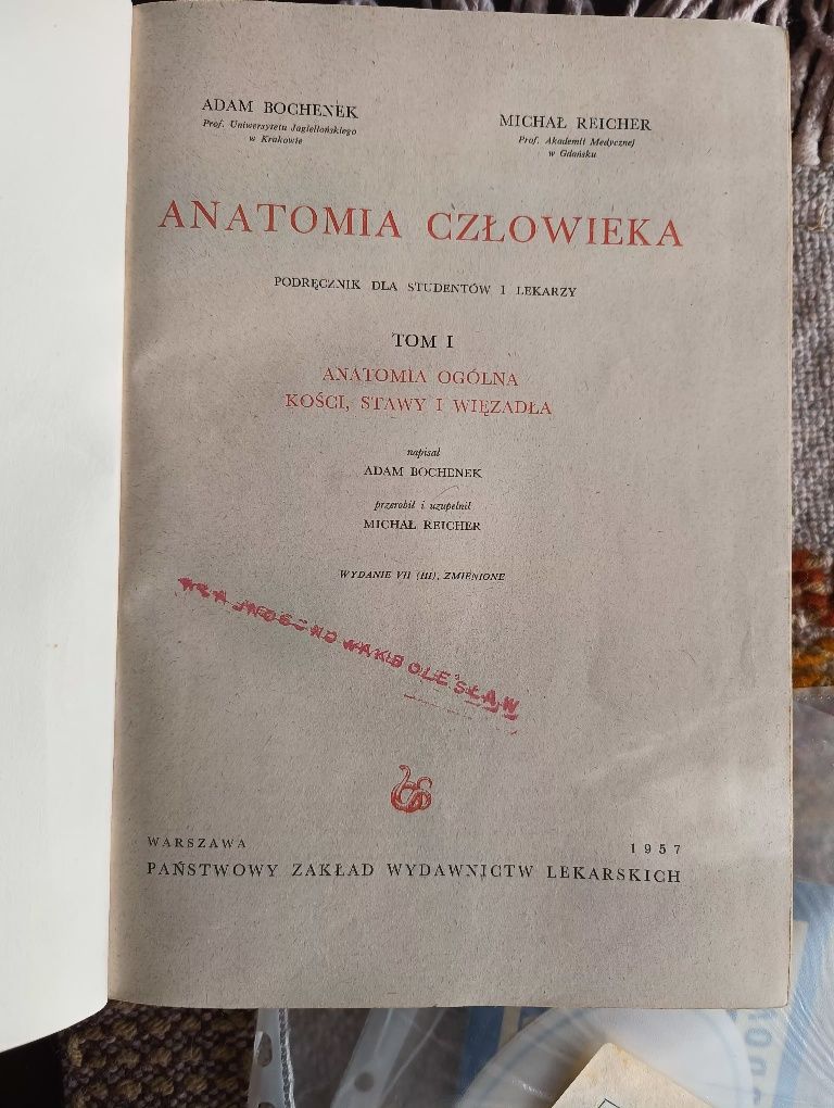 Anatomia człowieka,stara książka