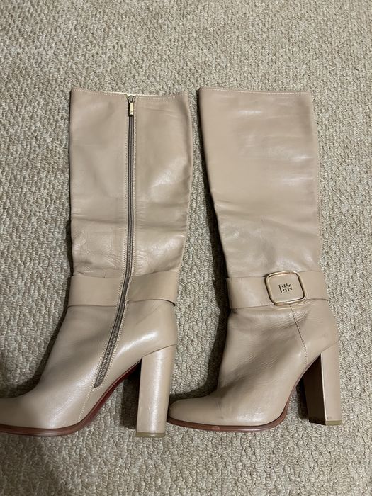 Жіночі чоботи шкіра бежеві