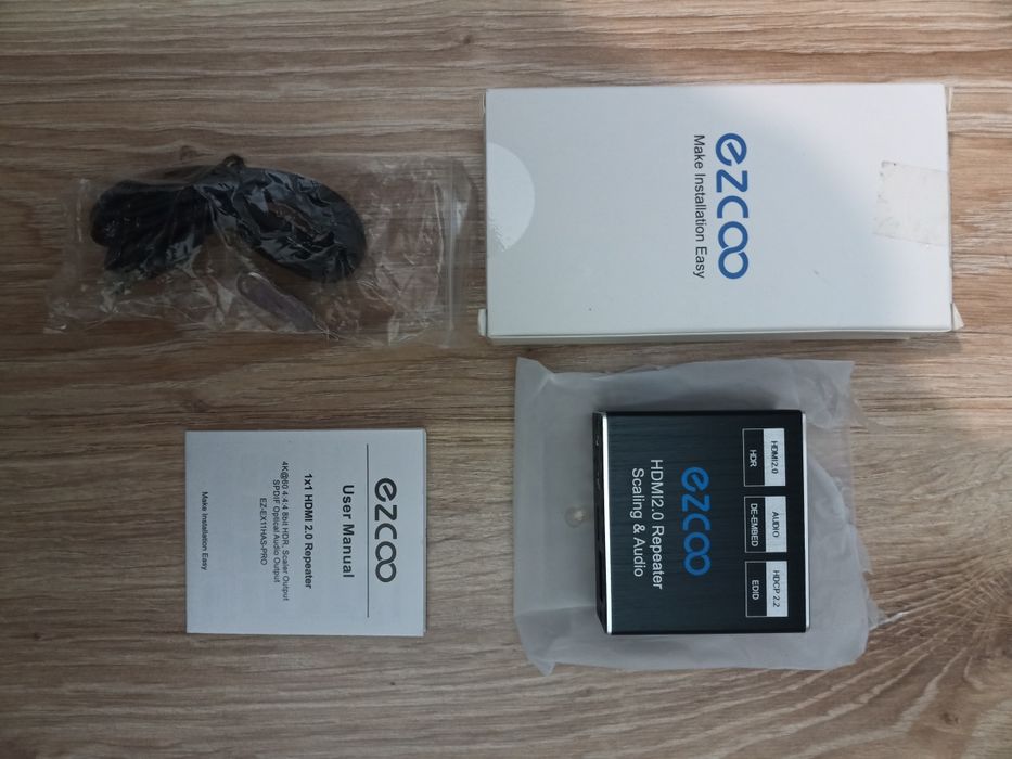 EZCOO - HDMI Splitter 1x1 Audio Extractor 4K 60H, HDMI 2.0 Repeater
