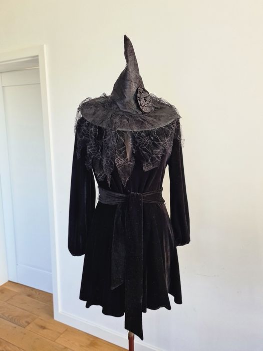Zara S 36 welurowa sukienka świąteczna czarownica Halloween Sylwester