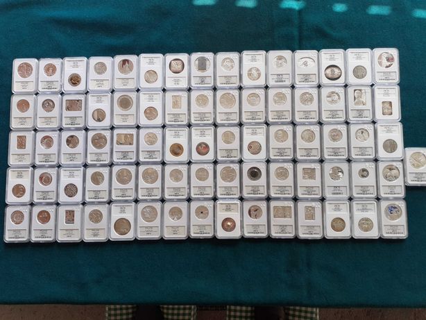 Piękny zestaw srebrnych monet kolekcjonerskich w gradingu ! 76 sztuk !