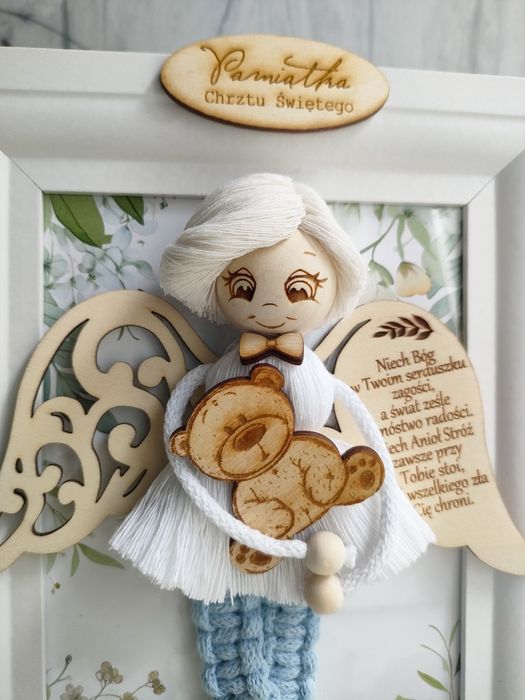Pamiątka Chrztu Świętego Anioł Stróż chłopczyk