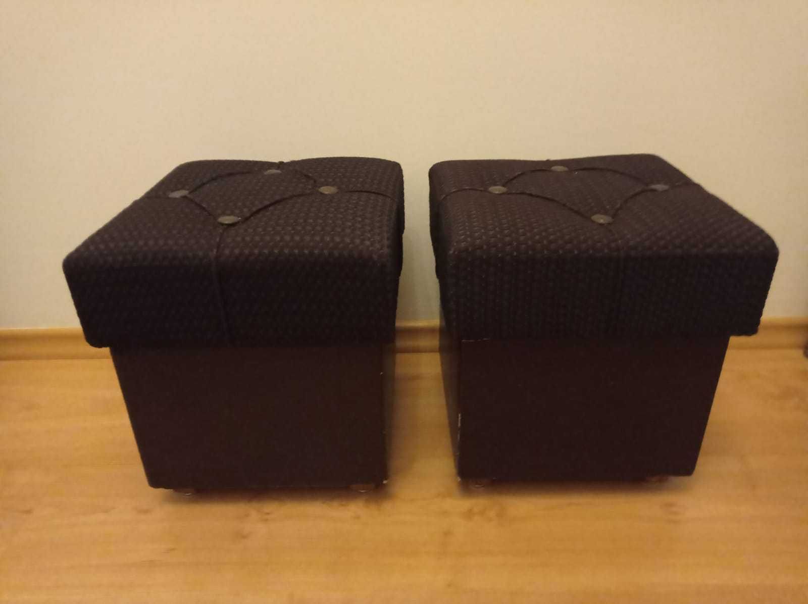 pufy, stołki tapicerowane-2 szt. z pojemnikiem do przechowywania