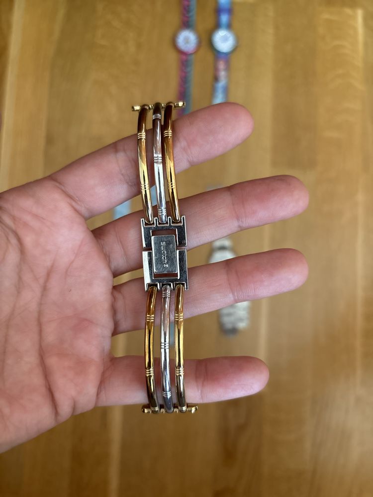 Ремінець для найтонкішого в світі годинника Swatch Skin срібно-золотий