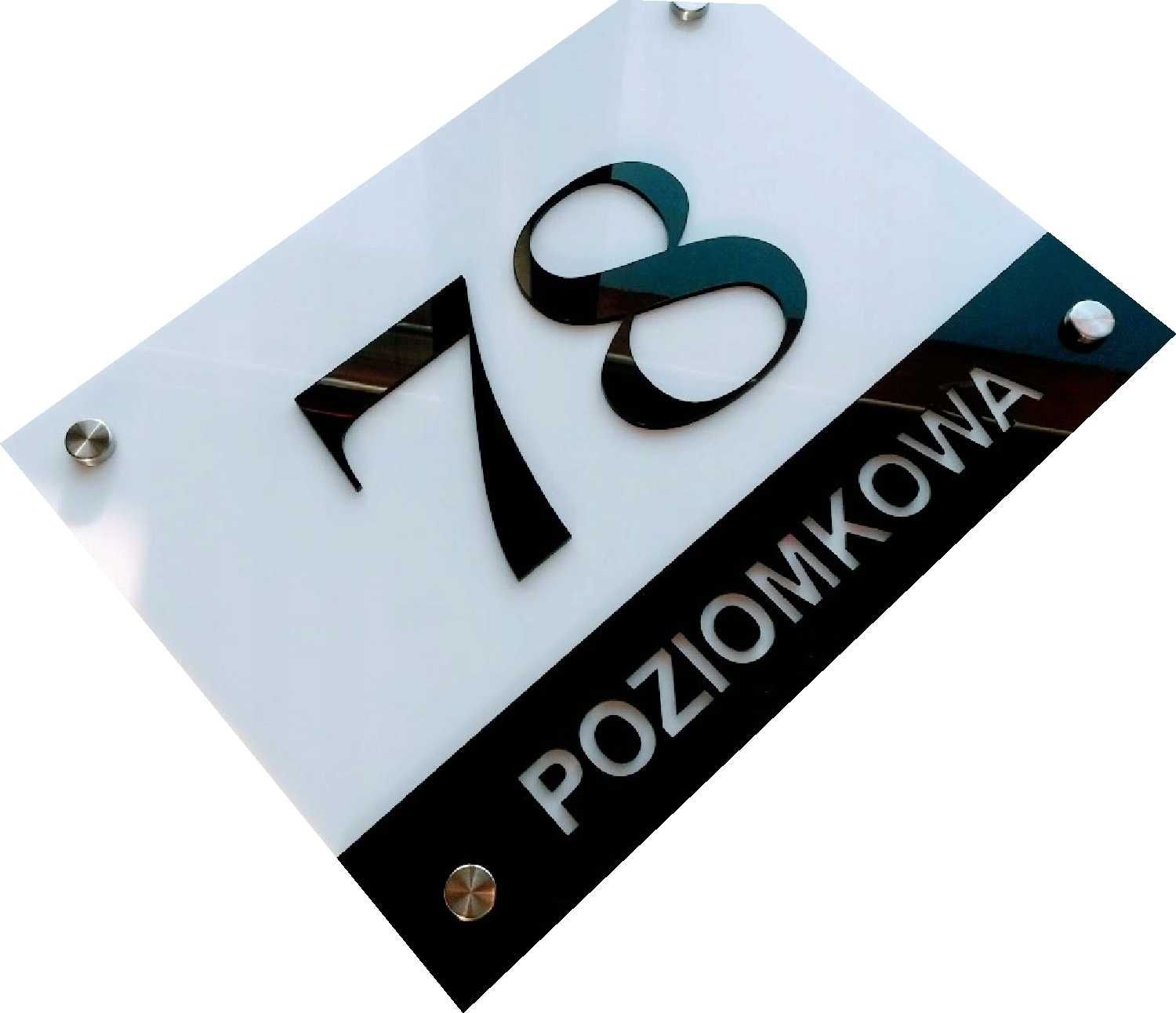 Tabliczka tablica na dom z numerem i nazwą ulicy grawerowana laserem
