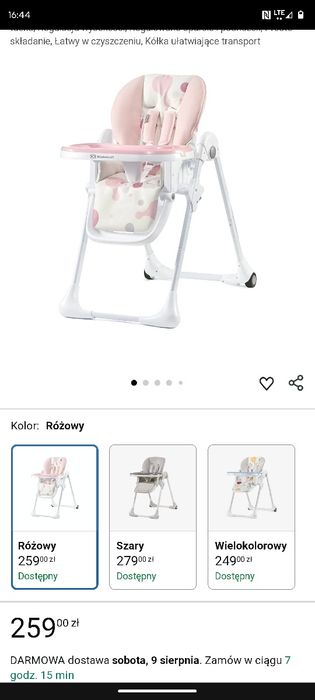 krzesełko do karmienia dla dziecka stan dobry używane przez 1 dziecko