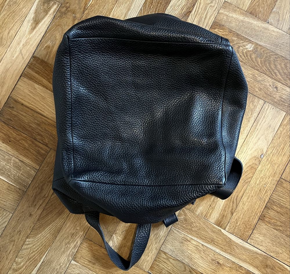 Duża czarna skórzana torba shopper bag Slava Varsovia