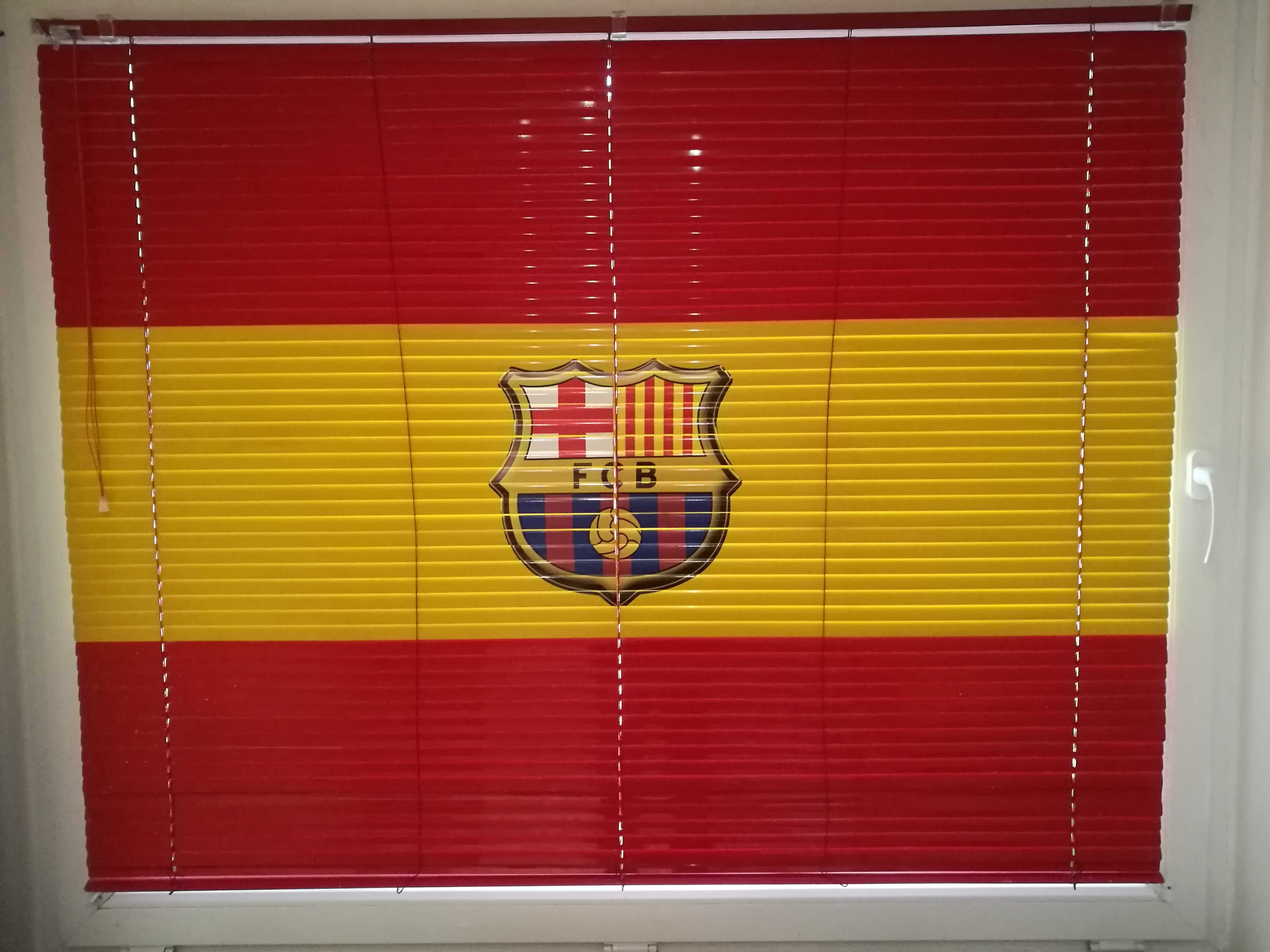 Żaluzja flaga Hiszpanii z emblematem FCB Barcelona