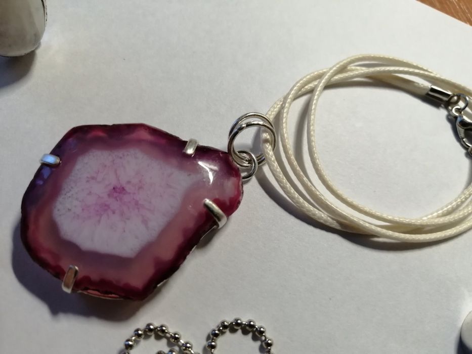 Срібне кольє цитрин, тигрове око, агат, яшма