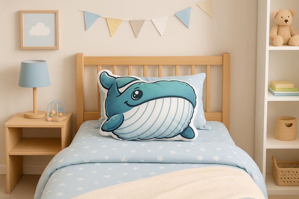 Poduszka dekoracyjna pluszowa Wieloryb 40x35 cm