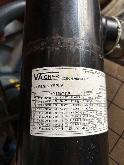 Теплообмінник для басейнів VAGNER OVB 300