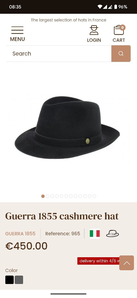 Капелюх шляпа Guerra 1855