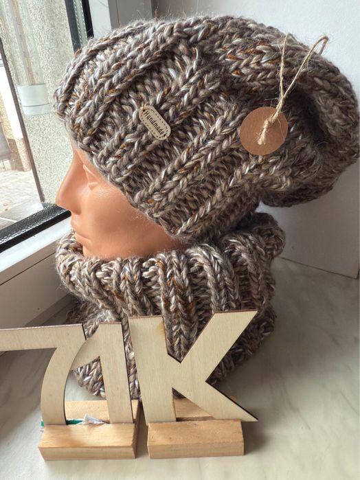 Komplet czapka plus komin hand made różne wzory